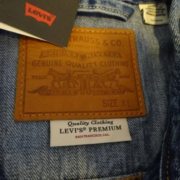 Levi's Premium Series Denim Jacket Trucker Big E Size XL Blue - Picture 5 of 9